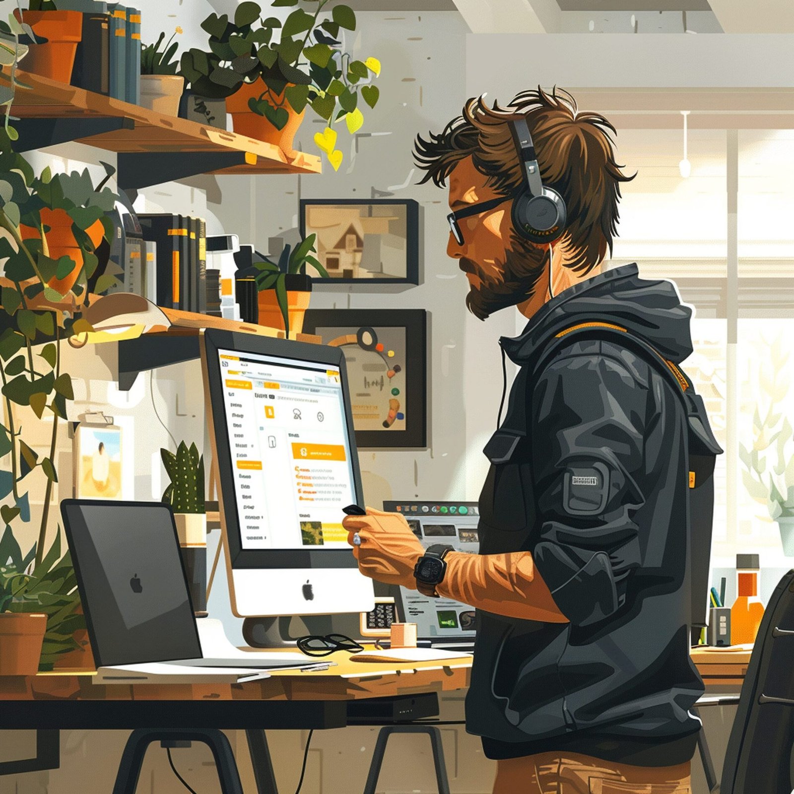 web-developer-software-engineer-home-office-flat-minimal-image